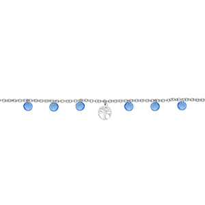 Bracelet en acier chane avec pampille arbre de vie et pierres bleues 16+3cm - Vue 1