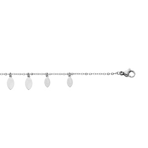 Bracelet en acier chane avec pampilles feuilles lisses 16.5+3cm - Vue 1