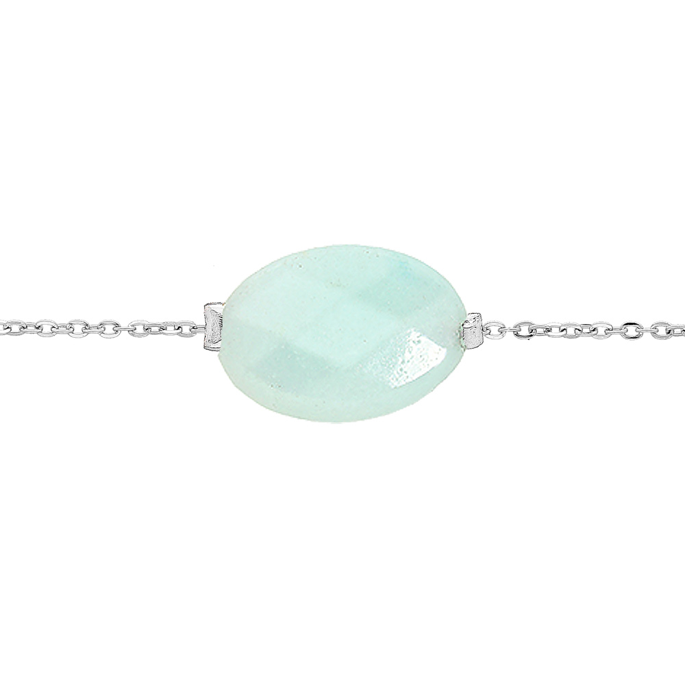 Bracelet en acier cha�ne avec pierre naturelle Amazonite (tendresse & positivit�) 15+3cm - Vue 1