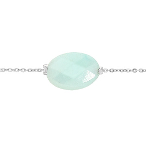 Bracelet en acier chaîne avec pierre naturelle Amazonite (tendresse & positivité) 15+3cm - Vue 1