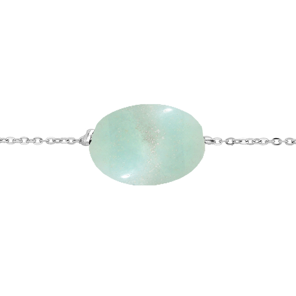 Bracelet en acier cha�ne avec pierre naturelle Aventurine verte (confiance en soi & s�r�nit�) 15+3cm - Vue 1