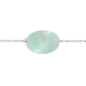 Bracelet en acier chane avec pierre naturelle Aventurine verte (confiance en soi & srnit) 15+3cm - Vue 1