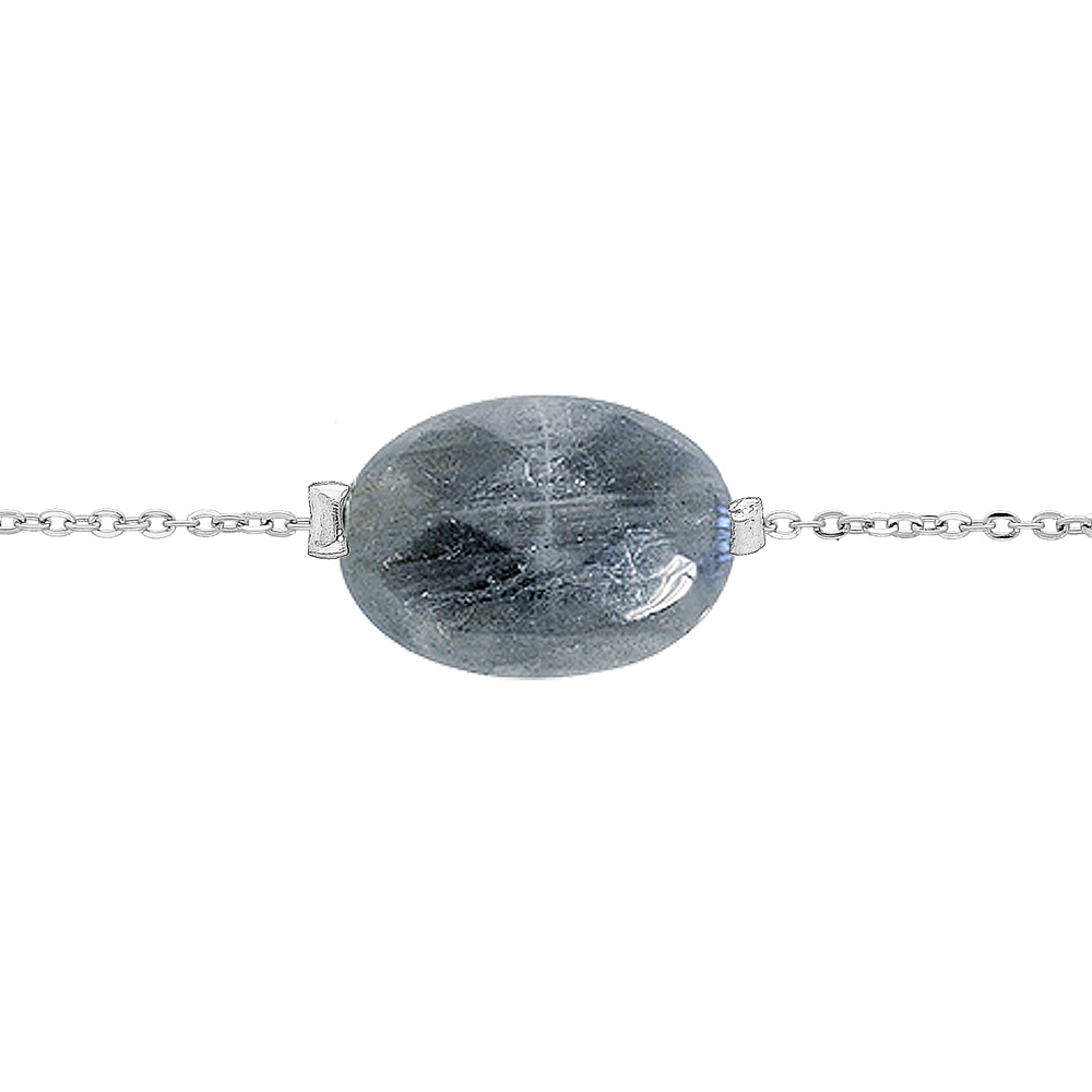 Bracelet en acier cha�ne avec pierre naturelle Labradorite (amiti� & intuition) 15+3cm - Vue 1