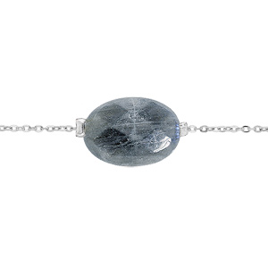 Bracelet en acier chane avec pierre naturelle Labradorite (amiti & intuition) 15+3cm - Vue 1
