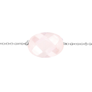 Bracelet en acier chane avec pierre naturelle Quartz rose (amour & paix) 15+3cm - Vue 1