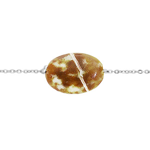 Bracelet en acier chane avec pierre naturelle Serpentine (calme & responsabilit) 15+3cm - Vue 1