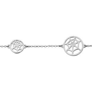 Bracelet en acier chaîne avec 3 toiles d\'araignée - longueur 16cm + 4cm de rallonge - Vue 1