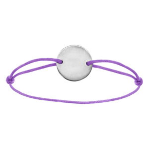 Bracelet en acier cordon violet coulissant avec plaque ronde au milieu - Vue 1