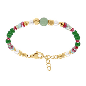Bracelet en acier dor avec boules 4mm verre facet perles imitation et aventurine 6mm vritable -16.5+3cm