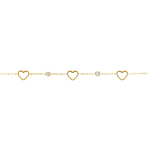 Bracelet en acier doré avec coeurs évidés - 16+3cm - Vue 1