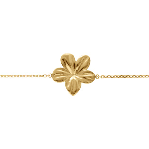 Bracelet en acier doré avec fleur fleur - 16+3cm - Vue 1