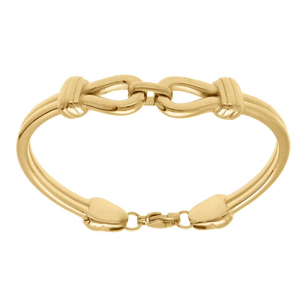 Bracelet en acier dor� 2 boucles -  21cm - Vue 1