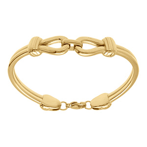Bracelet en acier dor� 2 boucles -  21cm
