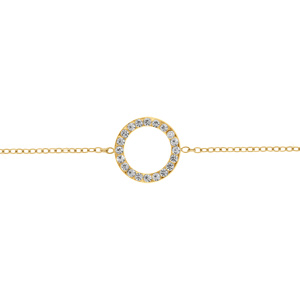 Bracelet en acier doré cercle avec contour d\'oxydes blancs - 16+3cm - Vue 1