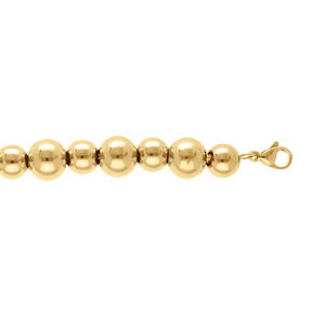 Bracelet en acier doré de boules 8mm et 10mm - 18+3cm - Vue 1
