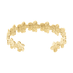 Bracelet en acier dor� floral -  60mm