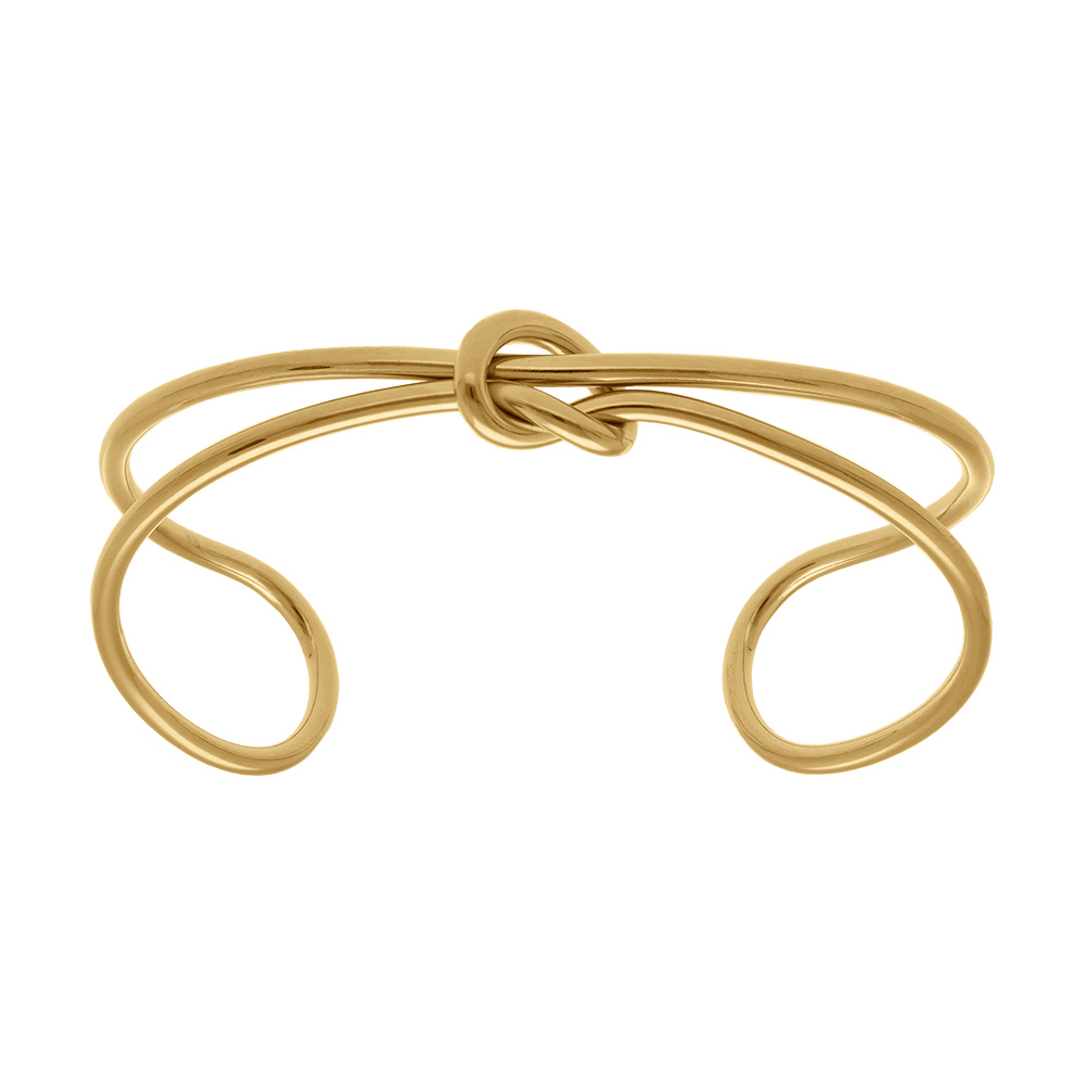 Bracelet en acier dor� jaune motif noeud  - 65mm - Vue 1