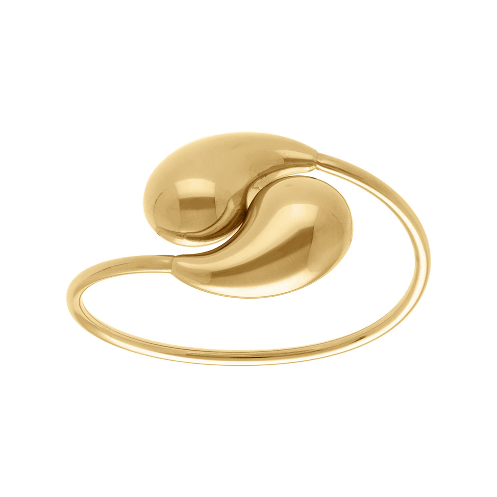 Bracelet en acier dor jonc ouvert deux gouttes diamtre 59mm - Vue 1