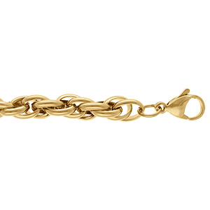 Bracelet en acier dor� maille 7mm  - 16+3cm
