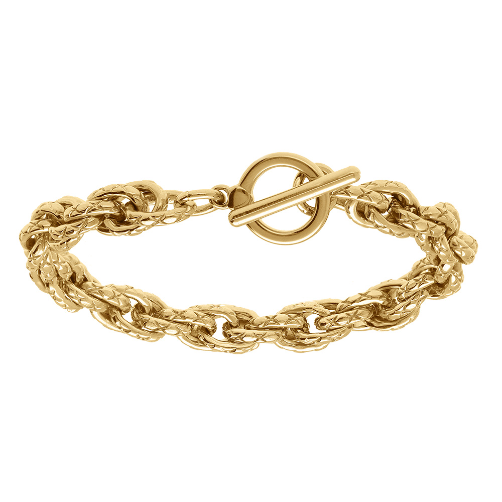 Bracelet en acier dor� maille 8mm -16+3cm - Vue 1