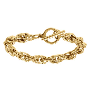 Bracelet en acier dor� maille 8mm -16+3cm