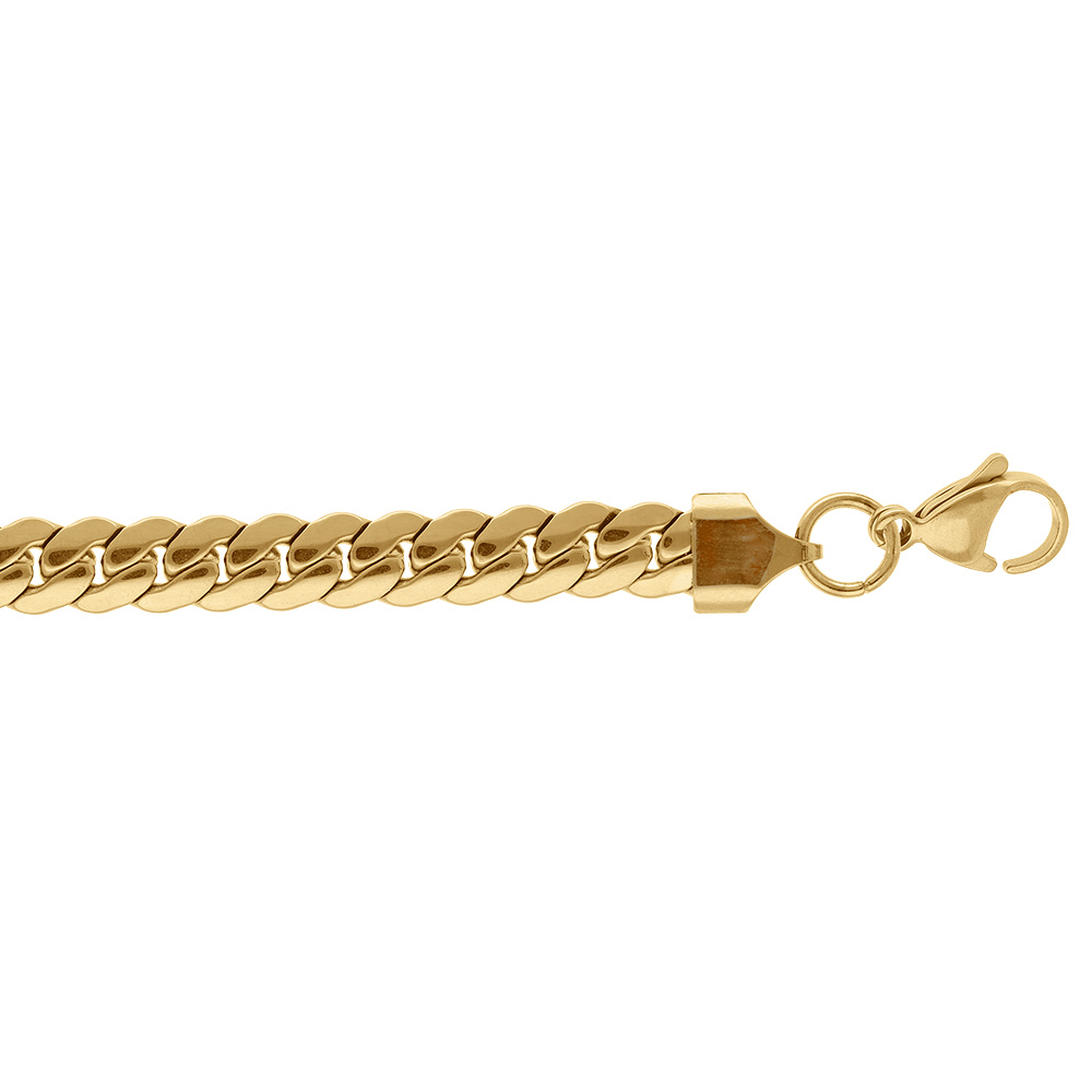Bracelet en acier dor� maille anglaise 7mm - 16+3cm - Vue 1