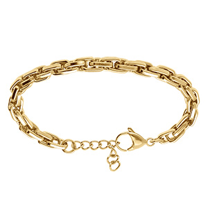Bracelet en acier dor� maille entrelac�es 5mm - 16+3cm