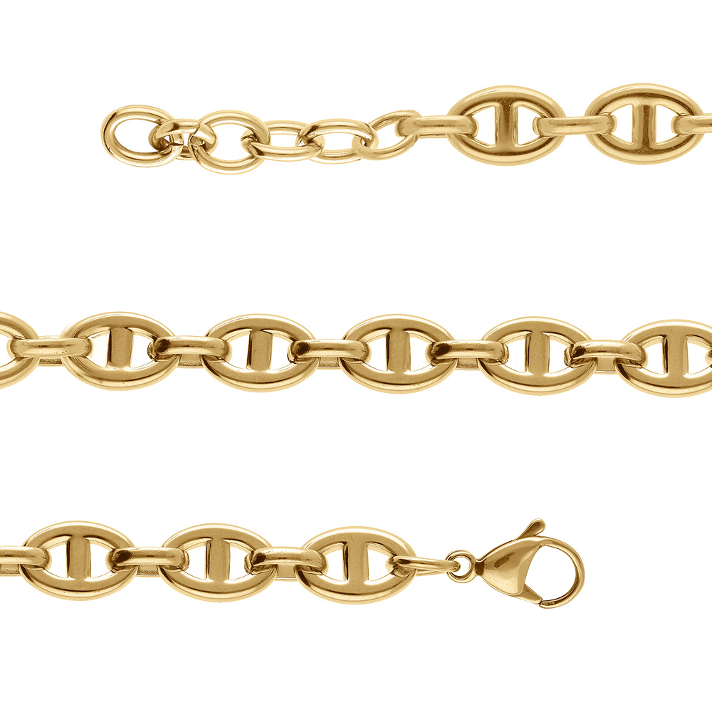 Bracelet en acier dor� maille marine - 19+3cm - Vue 1