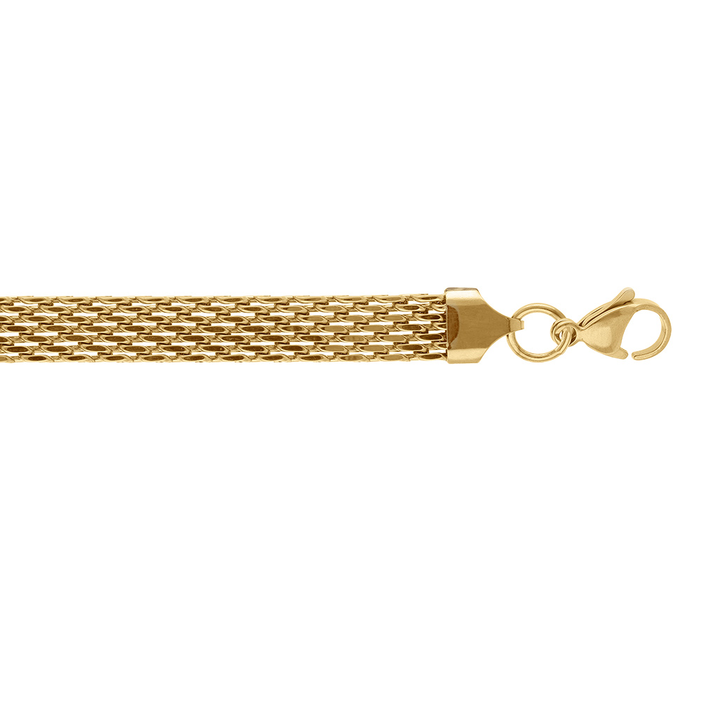 Bracelet en acier dor� maille plate 8mm - 16+3cm - Vue 1