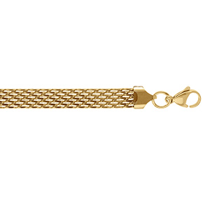 Bracelet en acier dor� maille plate 8mm - 16+3cm