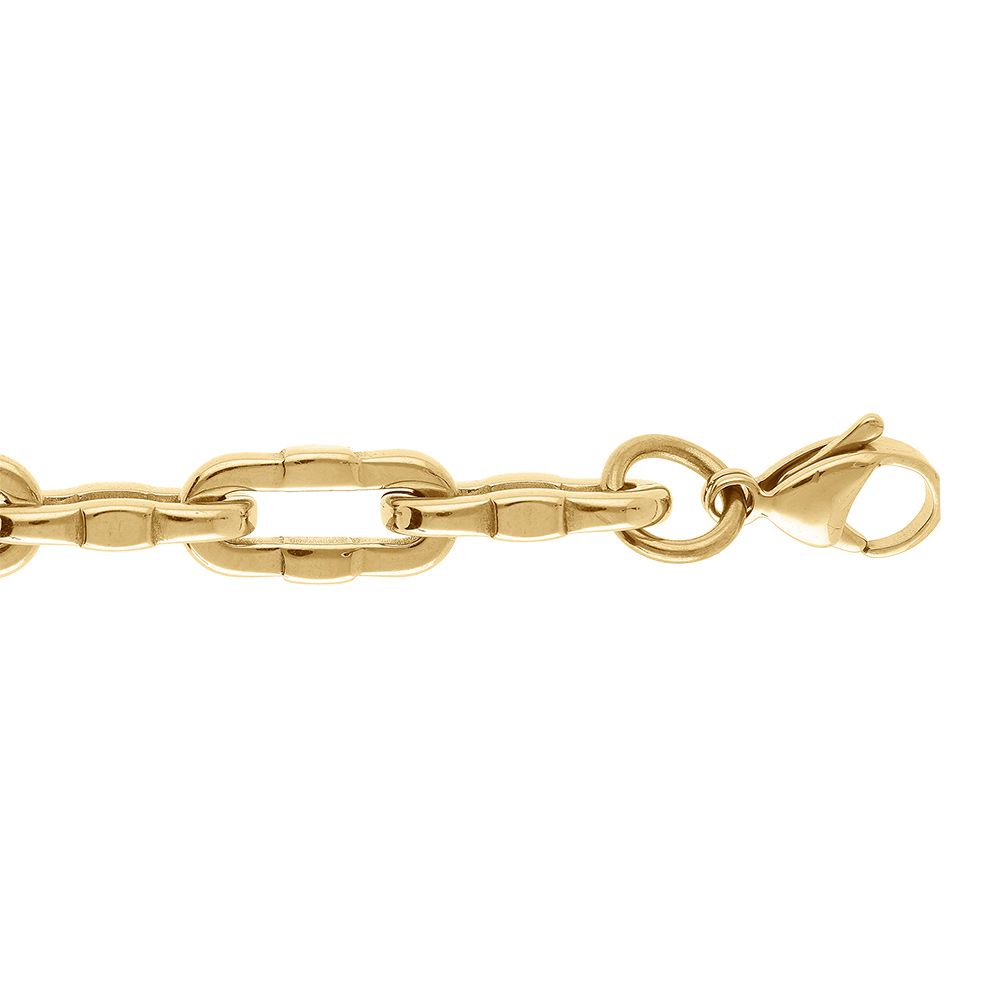 Bracelet en acier dor� maille rectangulaire - 19+2cm - Vue 1