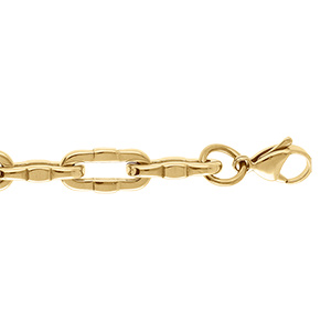 Bracelet en acier dor� maille rectangulaire - 19+2cm