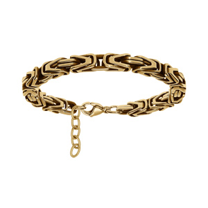 Bracelet en acier doré maille royale lapidée - 20cm+2cm - Vue 1