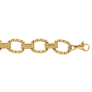 Bracelet en acier dor� mailles cisel�es - 17+3cm