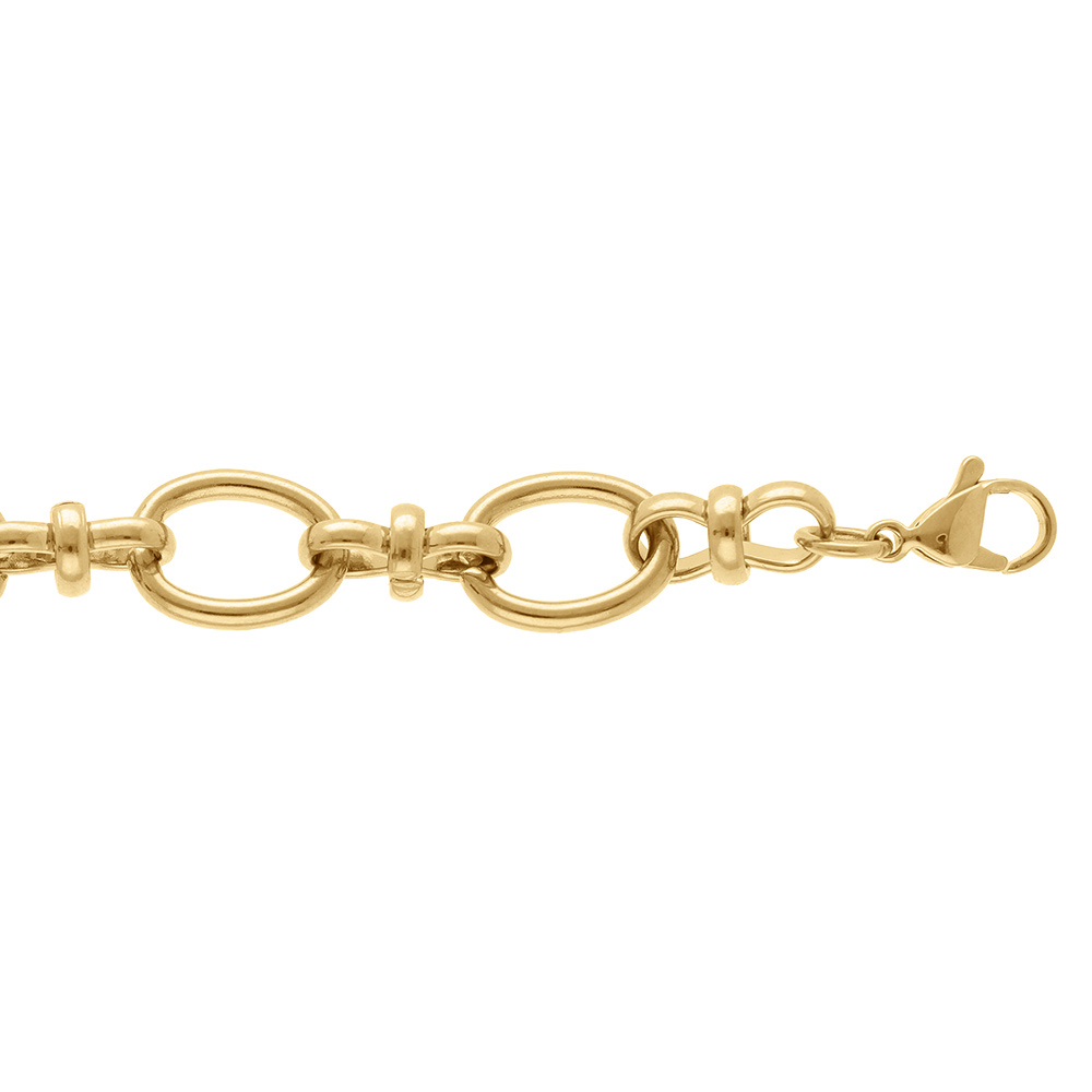 Bracelet en acier dor� mailles ovales - 17+3cm - Vue 1