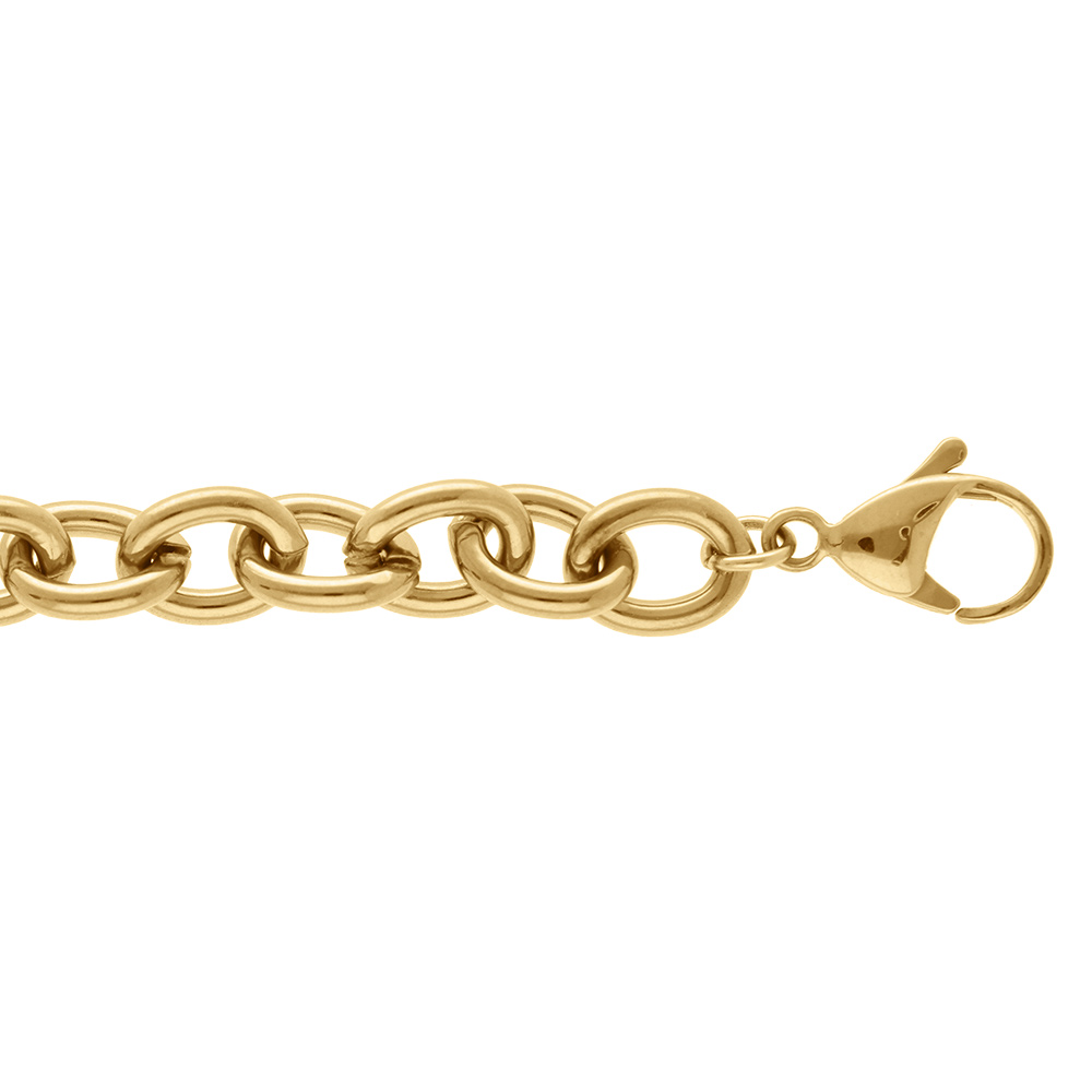 Bracelet en acier dor� maillons - 17+5cm - Vue 1