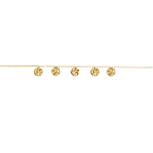 Bracelet en acier doré pampille pastilles martelées - 16+3cm - Vue 1