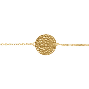 Bracelet en acier doré pastille martelée - 11mm 16+3cm - Vue 1