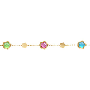 Bracelet en acier dor� pastilles fleur dor�es et oxydes forme fleur multi couleur -16+3cm