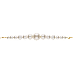 Bracelet en acier doré perles blanches imitation - 16+3cm - Vue 1
