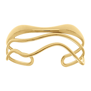 Bracelet en acier dor� rigide ajour� - 63mm