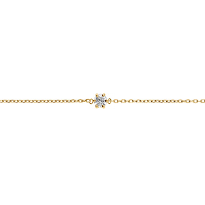Bracelet en acier doré solitaire oxyde blanc 4mm -16+3cm - Vue 1