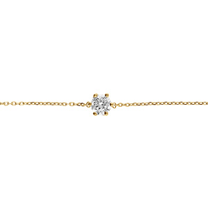Bracelet en acier doré solitaire oxyde blanc 6mm - 16+3cm - Vue 1
