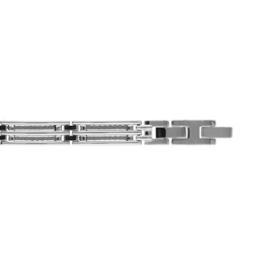 Bracelet en acier double câble - 19cm + 1.5cm réglable double fermoir - Vue 1