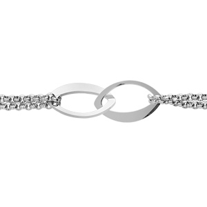 Bracelet en acier double chane avec pastilles ovales 17+3cm - Vue 1