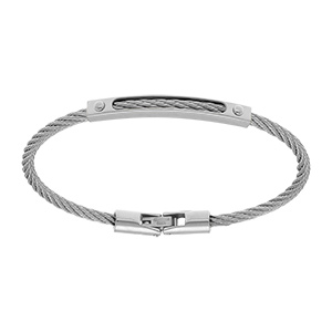 Bracelet en acier et c�ble gris