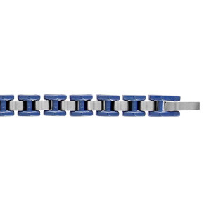 Bracelet en acier et céramique bleue - longueur 18cm + 2cm - Vue 1
