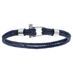 Bracelet en acier et cordon bleu fermoir visse 19,5cm - Vue 1