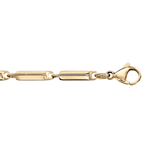 Bracelet en acier et dor maille rectangle longueur 20cm rglable - Vue 1
