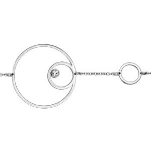 Bracelet en acier et empierrs chane avec double cercle et 1 oxyde blanc - Vue 1